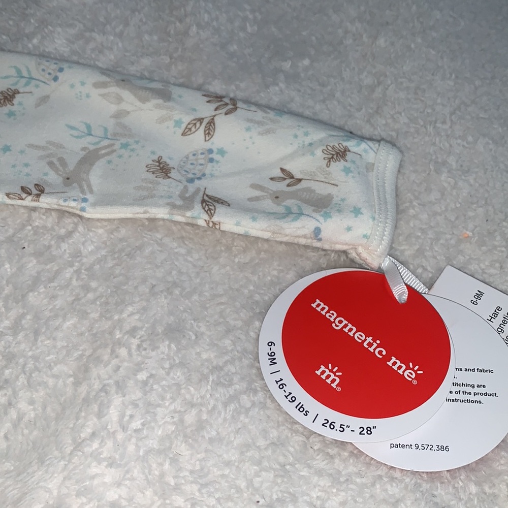 NWT Magnetic Me Meadow Rabbits Cream and Brown Footie 6-9M Hare & Tortoise - Picture 5 of 9